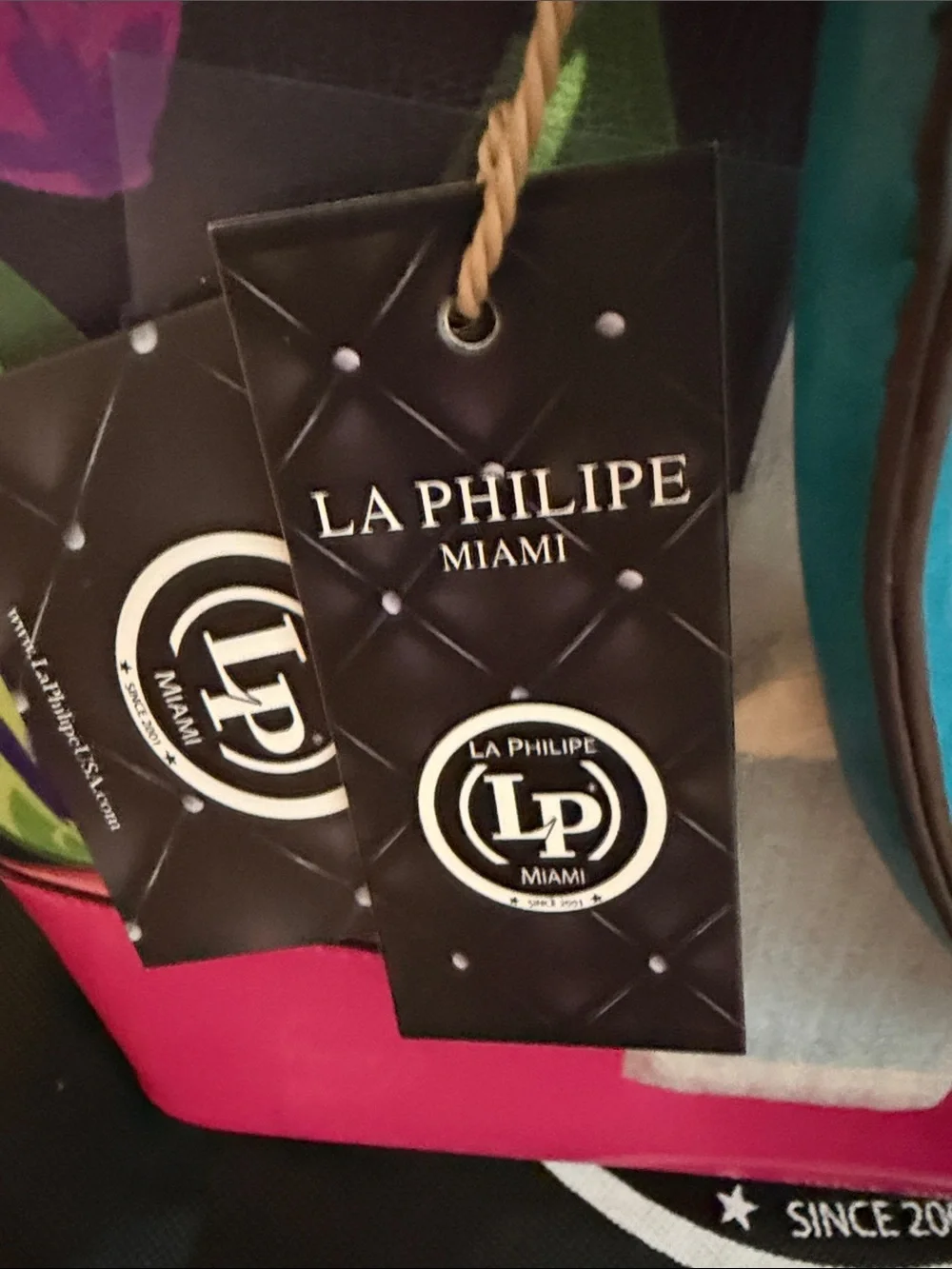 La Philippe Colorful Artist Dome Satchel - Pink & Teal